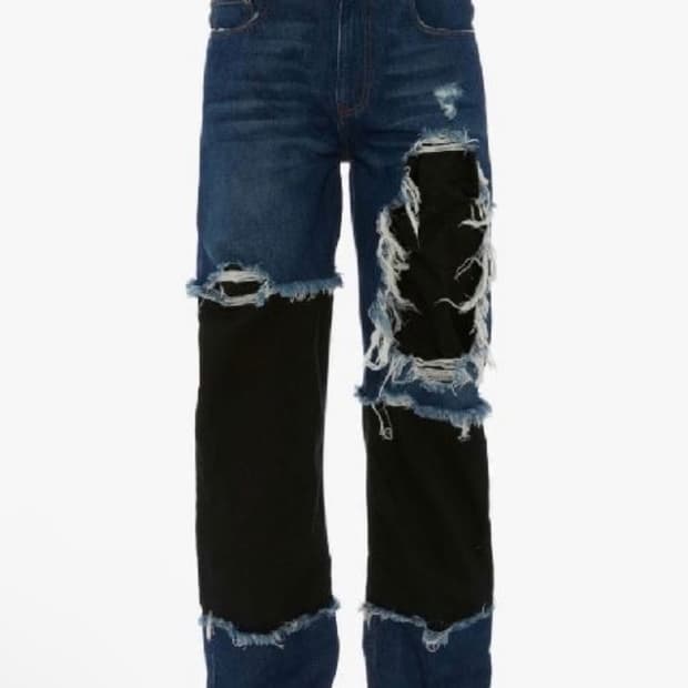 JW ANDERSON 패널 믹스 디스트레스 데님 팬츠