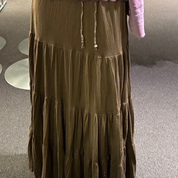 M)Japanese vintage 여성 에스닉 갈색 롱 스커트