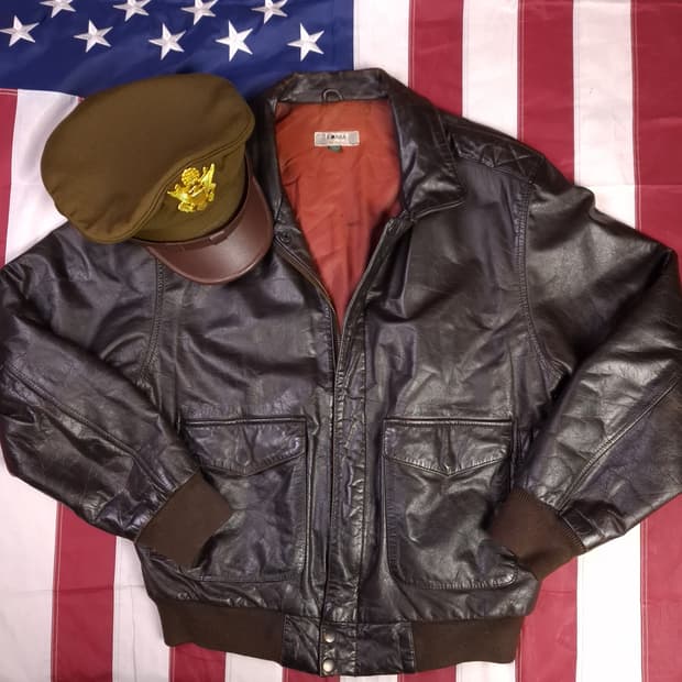 80's 국내산 미공군 A-2 TYPE 리얼레더 항공자켓