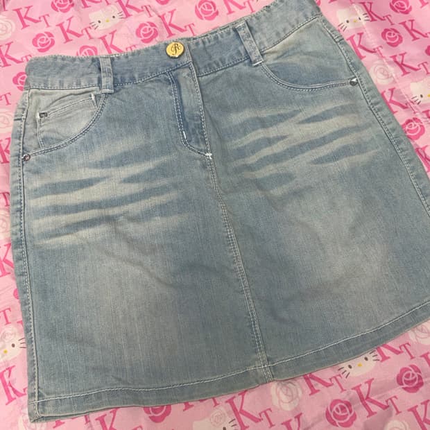 빈티지 연청 스커트 데님 숏 미니