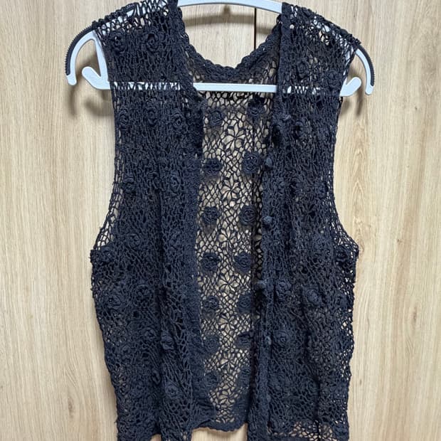 모리걸 꽃 크로셰 그물 베스트 가디건 하구미 스즈코