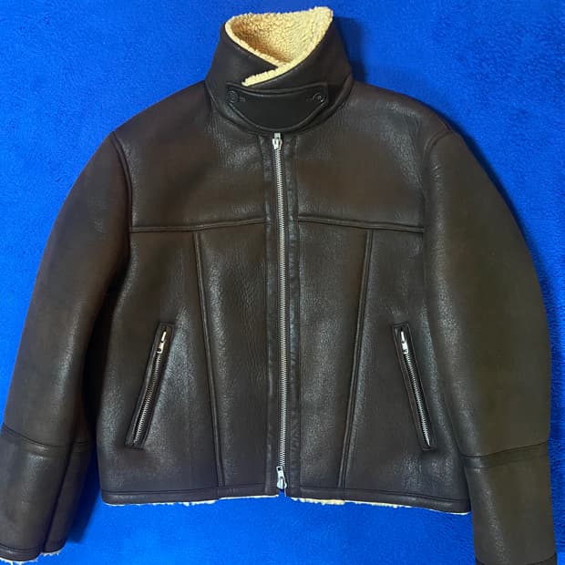 LEMARD 르마드 레더 하이넥 무스탕 가죽 자켓 브라운