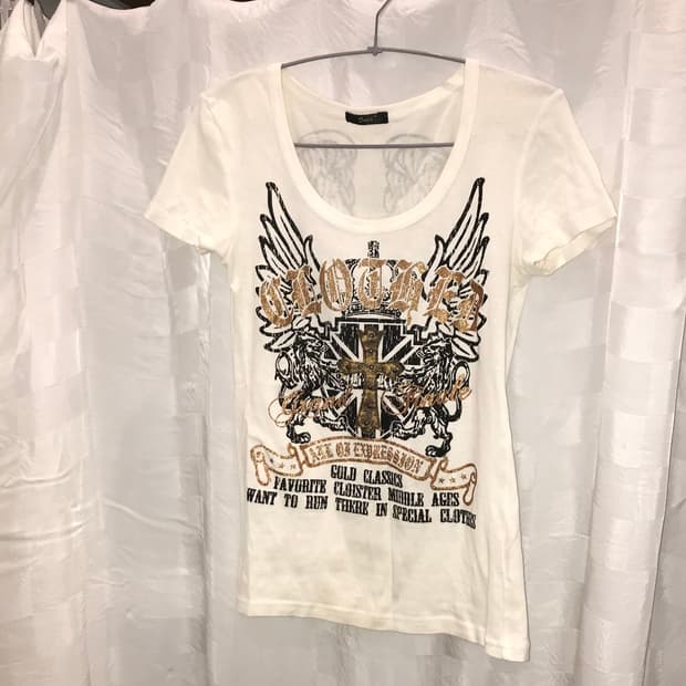 JPN Vintage 고스펑크 고딕 갸루 날개 반팔