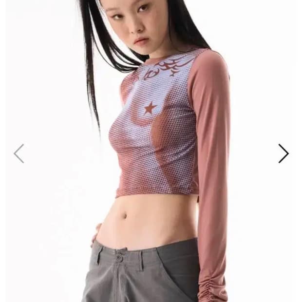 배디 BADEE 셔링 탑 HALFTONE MESH SHIRRING TOP