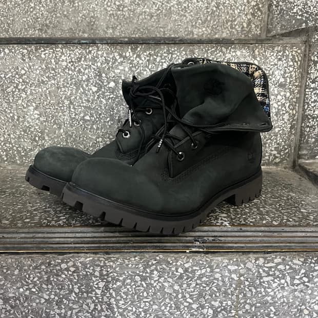 팀버랜드 블랙 카모 롤탑 부츠