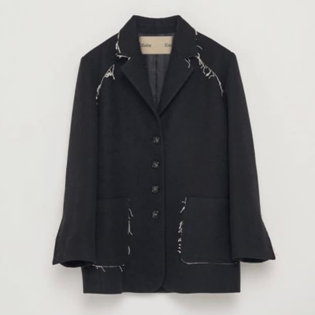 마뗑킴 블랙 울 자켓 RAW CUTTING COAT JACKET IN B
