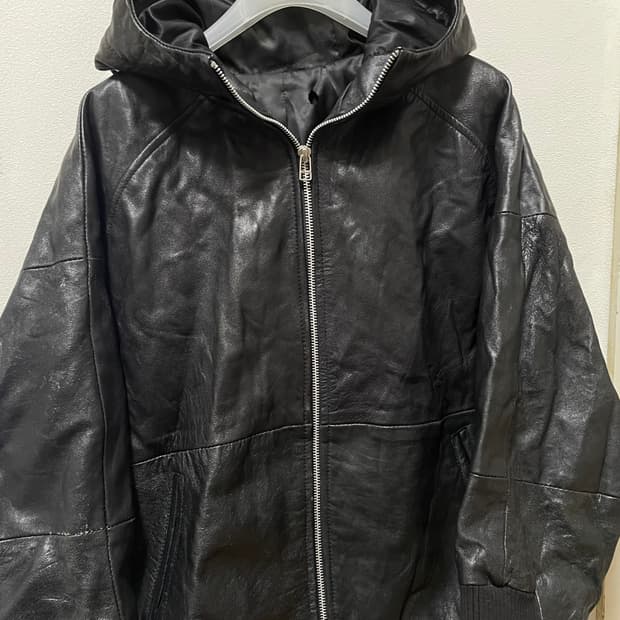 Short-Sleeve Hooded Leather Jacket