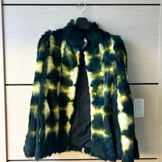 MEUCCI   ITALY GREEN NEON FUR JACKET