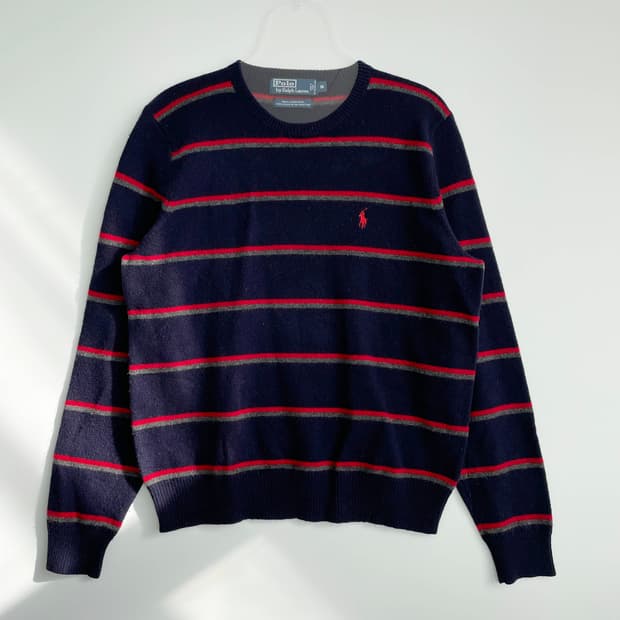 F1 폴로 랄프로렌 램스울 스트라이프 니트 M-L사이즈