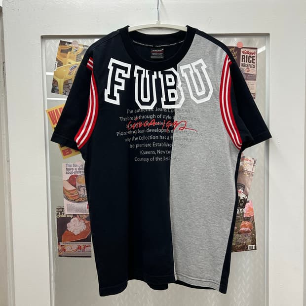 FUBU Y2K 빅로고 반팔 티셔츠 블록코어 스트릿룩