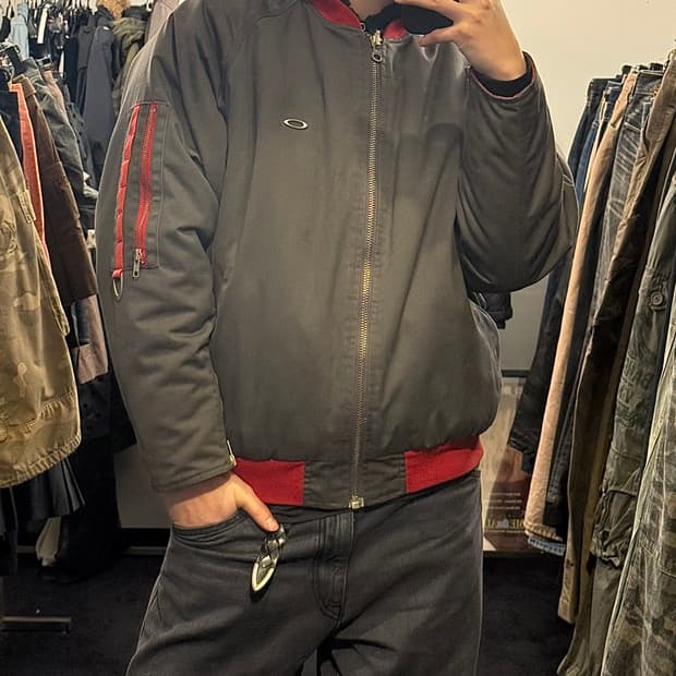 오클리 MA-1 항공 점퍼 배색 리버시블 블루종 봄버 레드 L 100