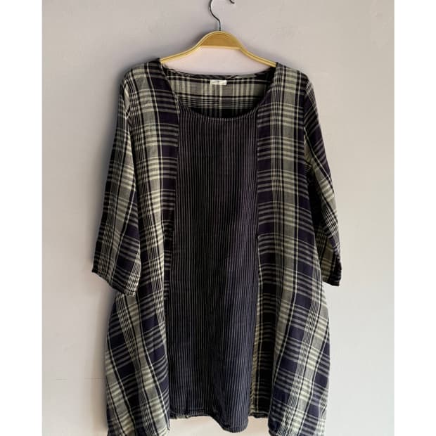 체크 스트라이프 튜닉원피스