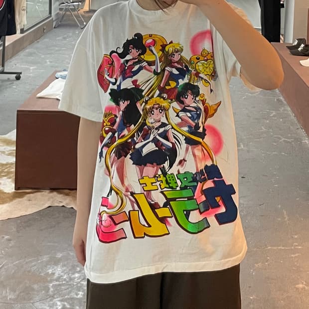 빈티지 USA 달의요정 세일러문 그래픽 화이트 반팔 H2515