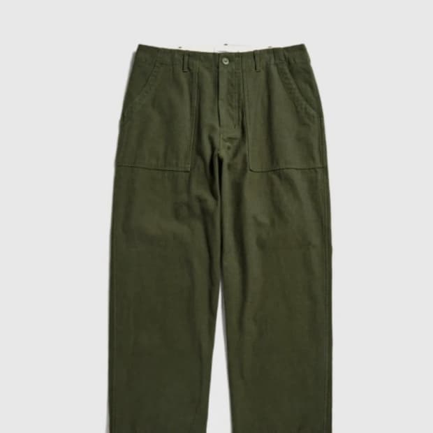 에스피오나지 Wide Baker Pants Olive 퍼티그 팬츠