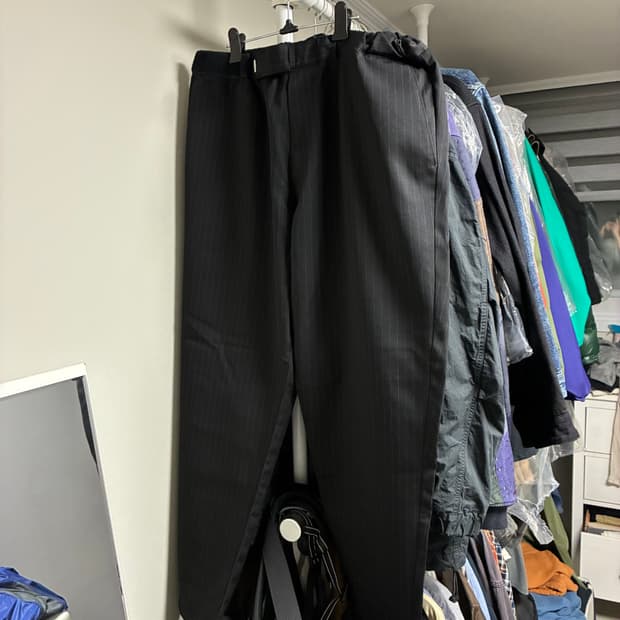 그라프페이퍼 울 쿡 팬츠 블랙 스트라이프 