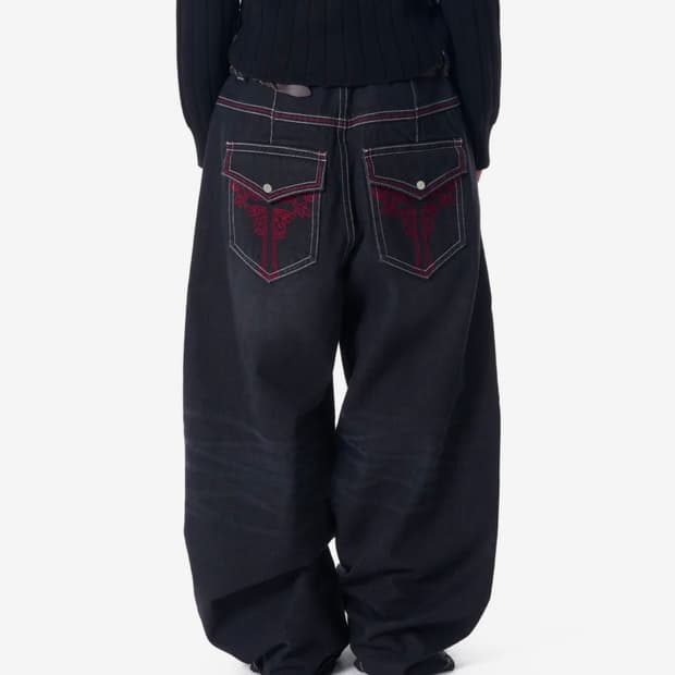CROS2 Washed Denim Pants (Black)