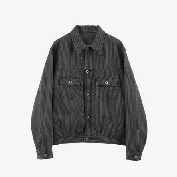 [2] 폴리테루 유즈드 트러커 자켓 다이드 그레이 스트라이프