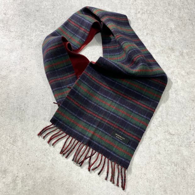 [128cm] 90s Givenchy 지방시 울 체크 머플러