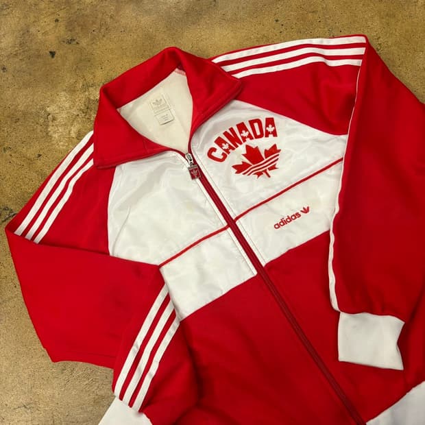 아디다스 레드 화이트 캐나다 져지 트랙탑 90