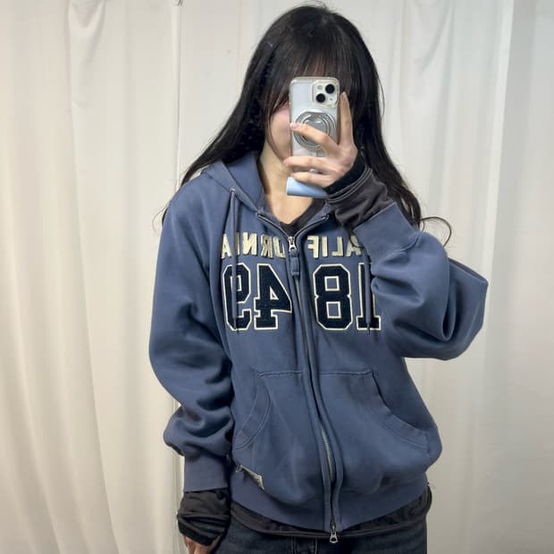 WhoAU Sky Two-Way Hoodie Zip-Up