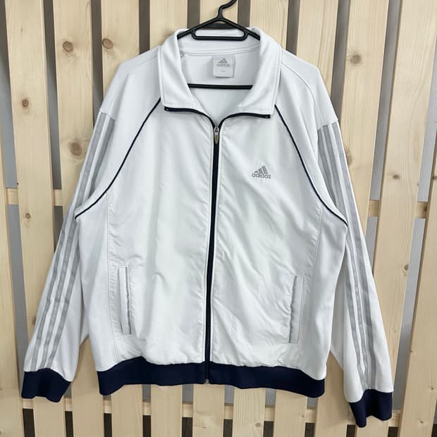 (XL) 아디다스 트랙탑 화이트 네이비 배색