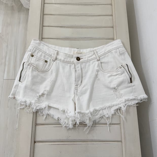 y2k fairy White denim short pants 