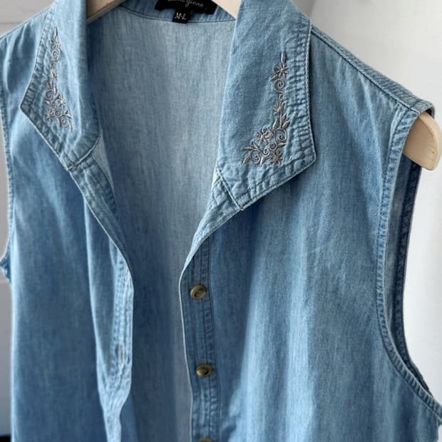 Cotton stitch collar loose vest
