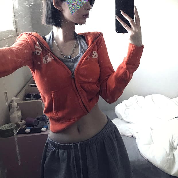 아베크롬비 오렌지 후드집업