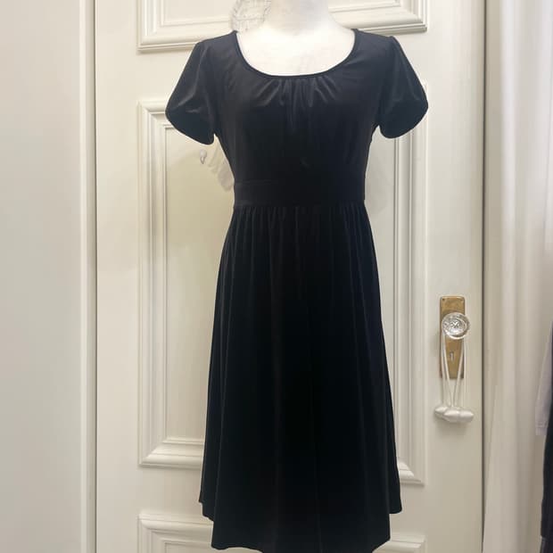 INDIVI black velvet shirring puff basic