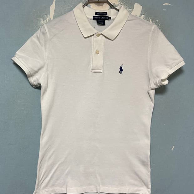 POLO 폴로 여자 스키니 반팔티 화이트 캐주얼 솔리드 S 90 55