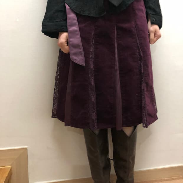 빈티지 퍼플 플리츠 스커트