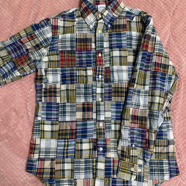 브룩스브라더스 마드라스 패치워크 셔츠 M