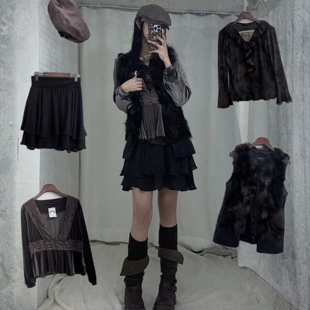 무채색 레오파드 오리엔탈 코디세트 