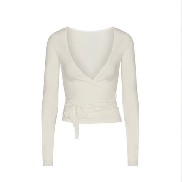 exercere ballet wrap blouse white s+m