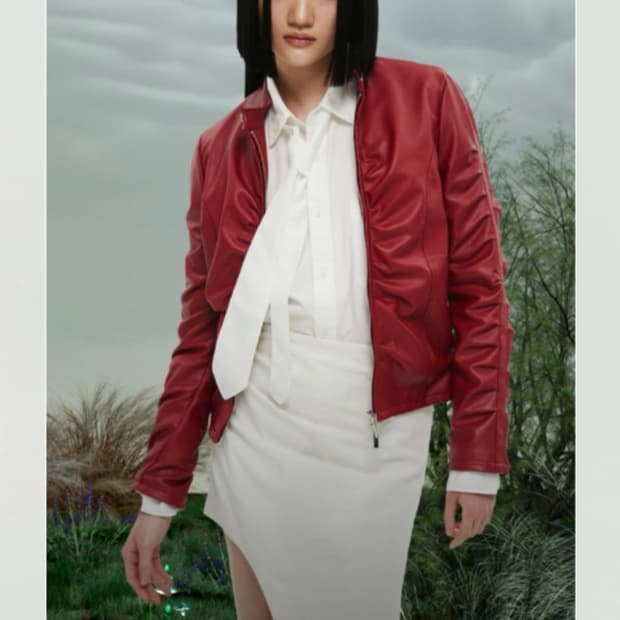 NACHE 셔링 레더자켓 (버건디) 0 사이즈