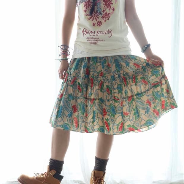 [Marc Jacobs] Green Floral Tiered Skirt