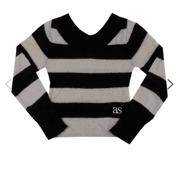 애즈온 포니 스트라이프 니트 블랙