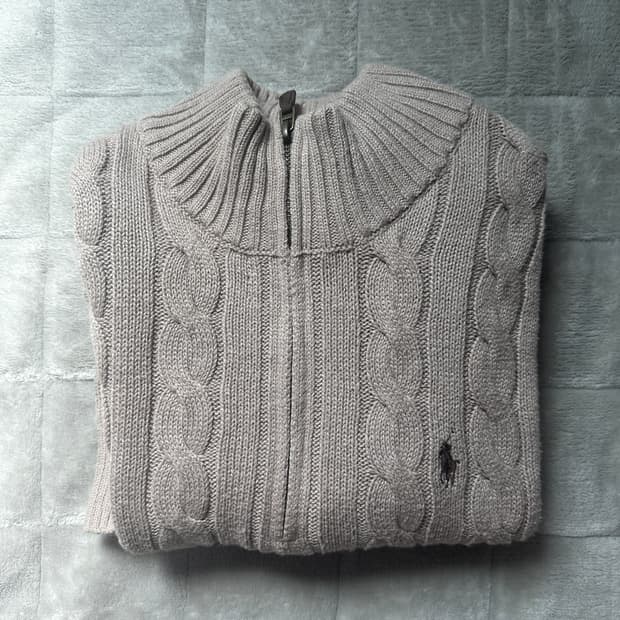 폴로 케이블 니트 코튼 스웨터