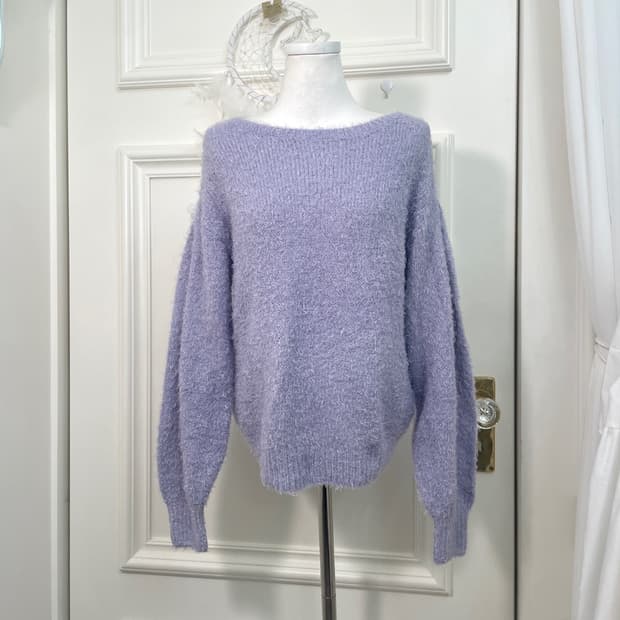 purple sleeve pleats cute sweater