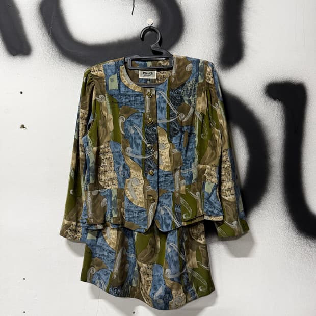 VTG 빈티지 에스닉 보헤미안 멀티 패턴 투피스 셋업