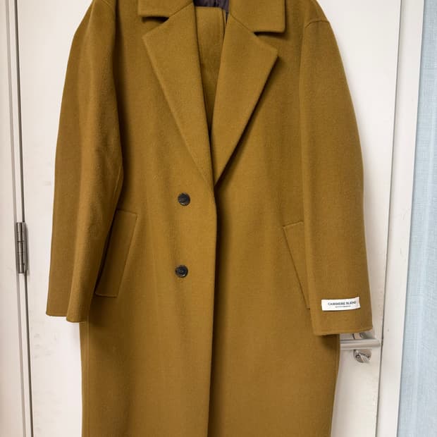 맨온더분 벨티드 울 캐시미어 카멜 코트