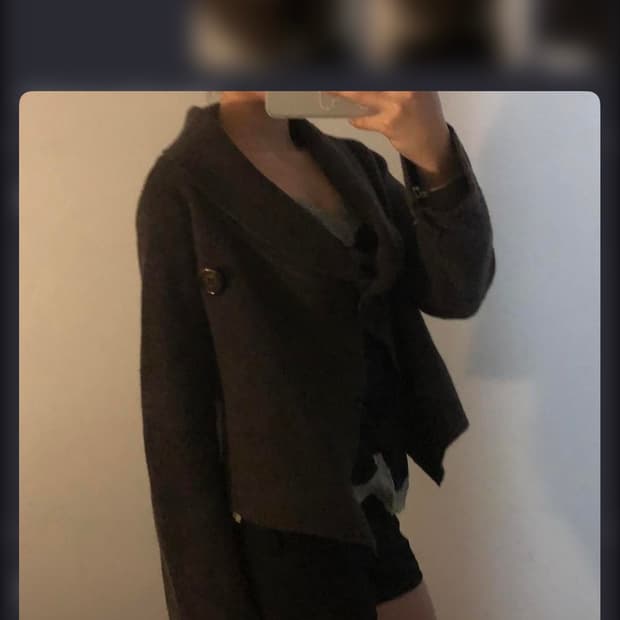 울 가디건 하이넥 버튼 크롭