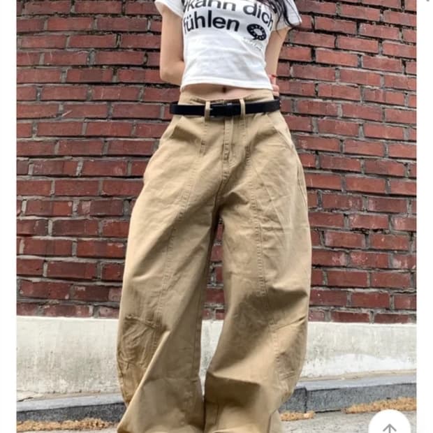 여성 와이드 베이지 팬츠