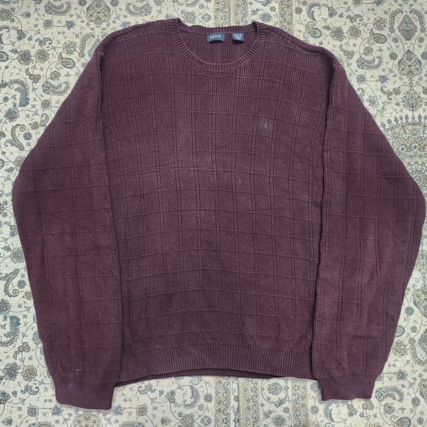 IZOD 아이조드 버건디브라운  체크 니트 2XL