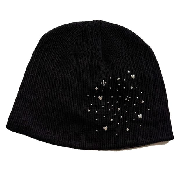 새상품 여자 하트 큐빅 비니 (블랙)