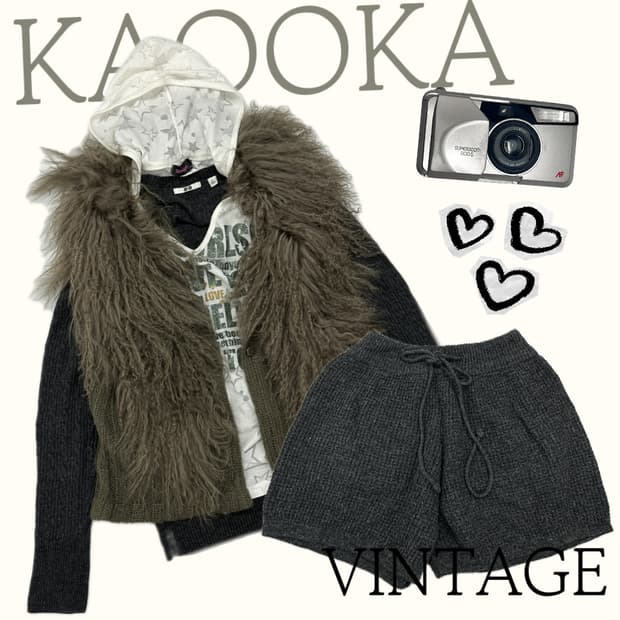 🪐오네갸루 y2k 퍼 조끼 포인트 코디세트 🪐펑크 락 보헤미안 