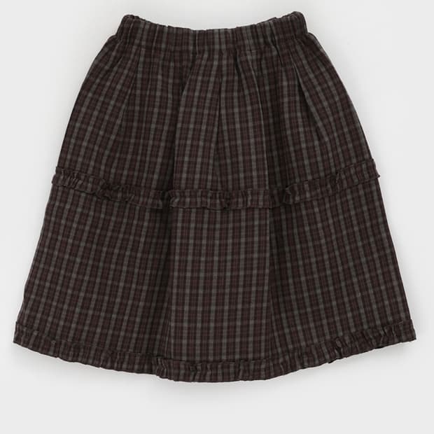 블랙업 루랑 체크 캉캉 미디스커트 브라운