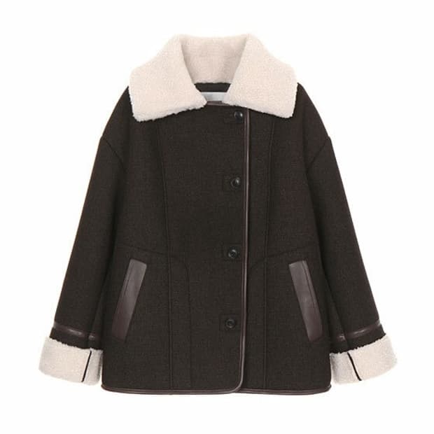 LOEUVRE 에코 울 무스탕 브라운