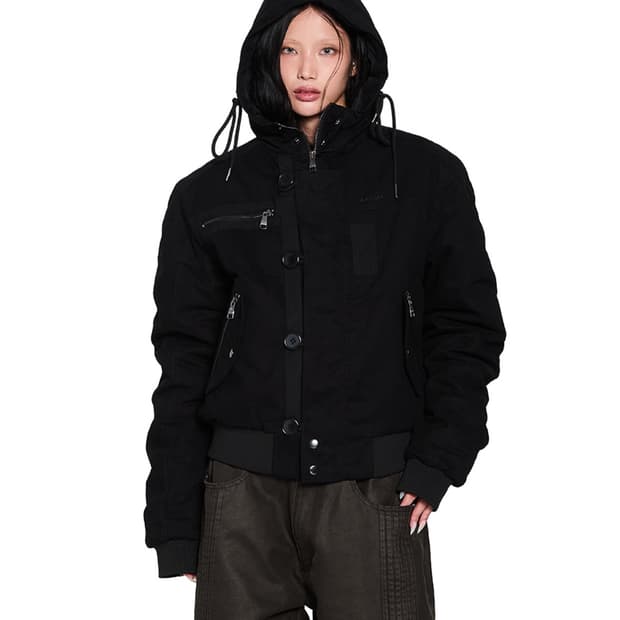 (s) 아캄 버튼 플래킷 코튼 ma-1 자켓 블랙