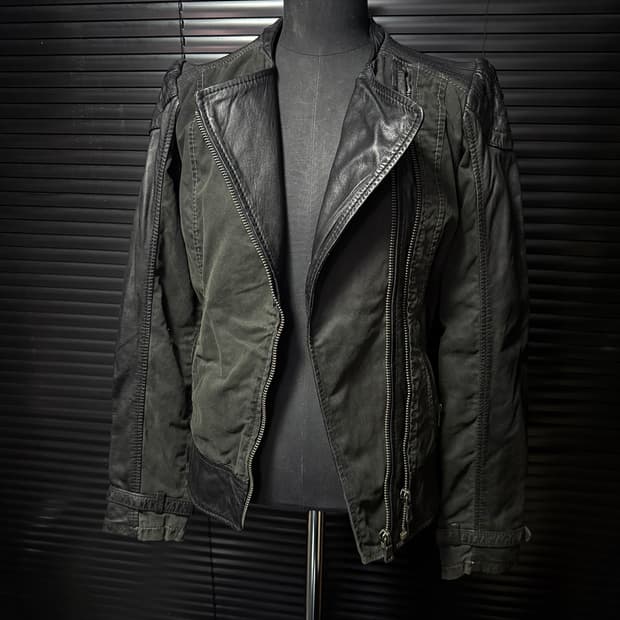 빈티지 런던 그런지 양가죽 라이더 바이커 양 가죽 고스 펑크 락 S 90